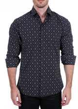 Floral Paisley Long Sleeve Dress Shirt Black