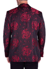 Brocade Jacquard Floral Satin Evening Jacket Red