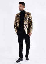 Gold Metallic Cherry Blossom Evening Blazer