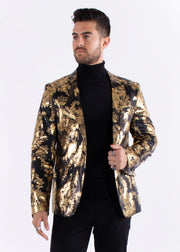 Gold Metallic Cherry Blossom Evening Blazer