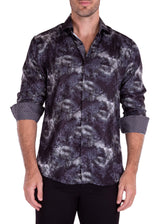 Subtle Fog Paisley Silk Texture Long Sleeve Dress Shirt