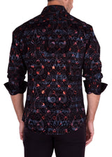 Metallic Criss-Cross Paisley Long Sleeve Dress Shirt