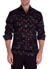 Metallic Criss-Cross Paisley Long Sleeve Dress Shirt