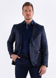 Navy Jacquard Evening Blazer