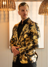 Gold Metallic Cherry Blossom Evening Blazer