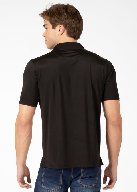 Four-Way Stretch Polo with Three-Button Collar