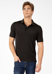 Four-Way Stretch Polo with Three-Button Collar