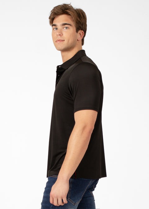 Four-Way Stretch Polo with Three-Button Collar