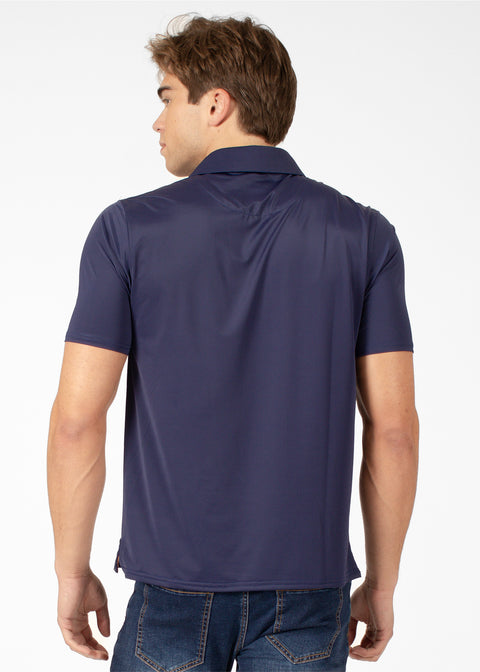 Four-Way Stretch Polo with Three-Button Collar