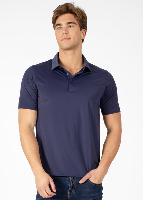 Four-Way Stretch Polo with Three-Button Collar