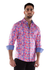 Pink Button Up Long Sleeve Dress Shirt