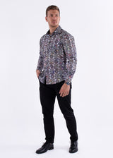 Galaxy Greek Key Long Sleeve Dress Shirt White