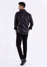 Metallic Criss-Cross Pattern Dress Shirt