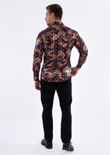 Shiny Geo Print Long Sleeve Dress Shirt