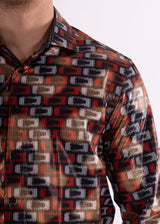 Shiny Geo Print Long Sleeve Dress Shirt