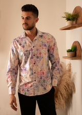 Iridescent Rainbow Fleur Long Sleeve Dress Shirt