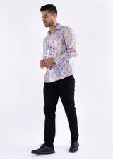 Iridescent Rainbow Fleur Long Sleeve Dress Shirt