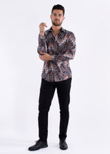 Multicolor Autumn Print Long Sleeve Dress Shirt