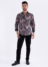 Multicolor Autumn Print Long Sleeve Dress Shirt