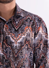 Multicolor Autumn Print Long Sleeve Dress Shirt