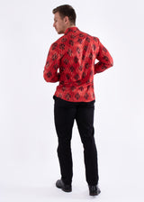 Diagonal Line Fleur Long Sleeve Dress Shirt Red