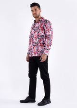 Multicolor Cracked Pattern Long Sleeve Dress Shirt