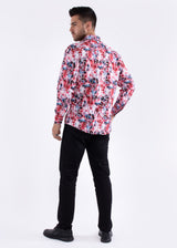 Multicolor Cracked Pattern Long Sleeve Dress Shirt