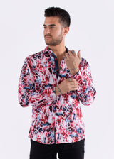 Multicolor Cracked Pattern Long Sleeve Dress Shirt