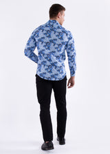 Blue Multicolor Spirals Long Sleeve Dress Shirt