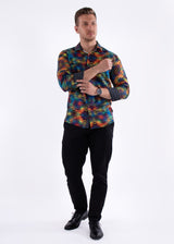 Multicolor Patterned Long Sleeve Dress Shirt