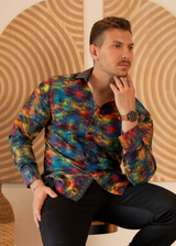 Multicolor Patterned Long Sleeve Dress Shirt