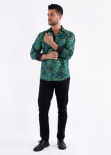 Mandala Effect Green Long Sleeve Dress Shirt