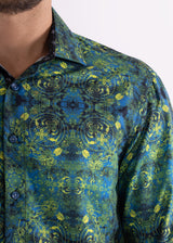 Mandala Effect Green Long Sleeve Dress Shirt