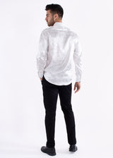 Greek Key Long Sleeve Dress Shirt White Shine