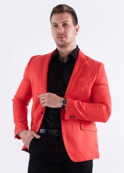 Red Micro Zig-Zag Evening Blazer