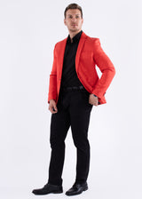 Red Micro Zig-Zag Evening Blazer