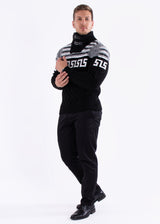 Quarter Zip Cable Knit Pullover Sweater Black