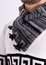 High-Neck Pullover Sweater White