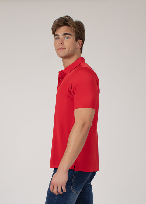 Four-Way Stretch Polo with Three-Button Collar