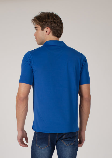 Four-Way Stretch Polo with Three-Button Collar