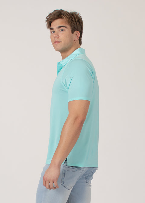 Four-Way Stretch Polo with Three-Button Collar