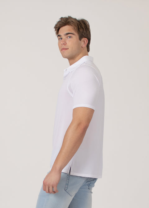 Four-Way Stretch Polo with Three-Button Collar