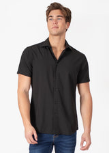 Elegant Solid Short-Sleeve Dress Shirt