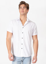 Elegant Solid Short-Sleeve Dress Shirt