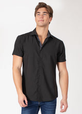 Textured Collar Fit Short Sleeve Dress Shirt