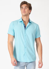 Textured Collar Fit Short Sleeve Dress Shirt