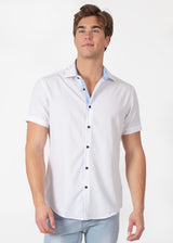 Textured Collar Fit Short Sleeve Dress Shirt