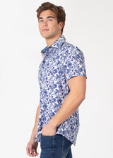 Short Sleeve Dress Shirt with Abstract Paisley Print