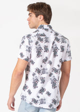 Short Sleeve Dress Shirt with Abstract Paisley Print