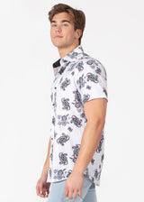 Short Sleeve Dress Shirt with Abstract Paisley Print